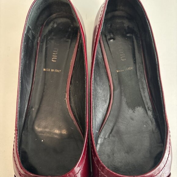 MIU MIU Burgundy Patent Leather Ballet Flats Silver Buckle Accent Women's Sz 40 - Picture 16 of 16